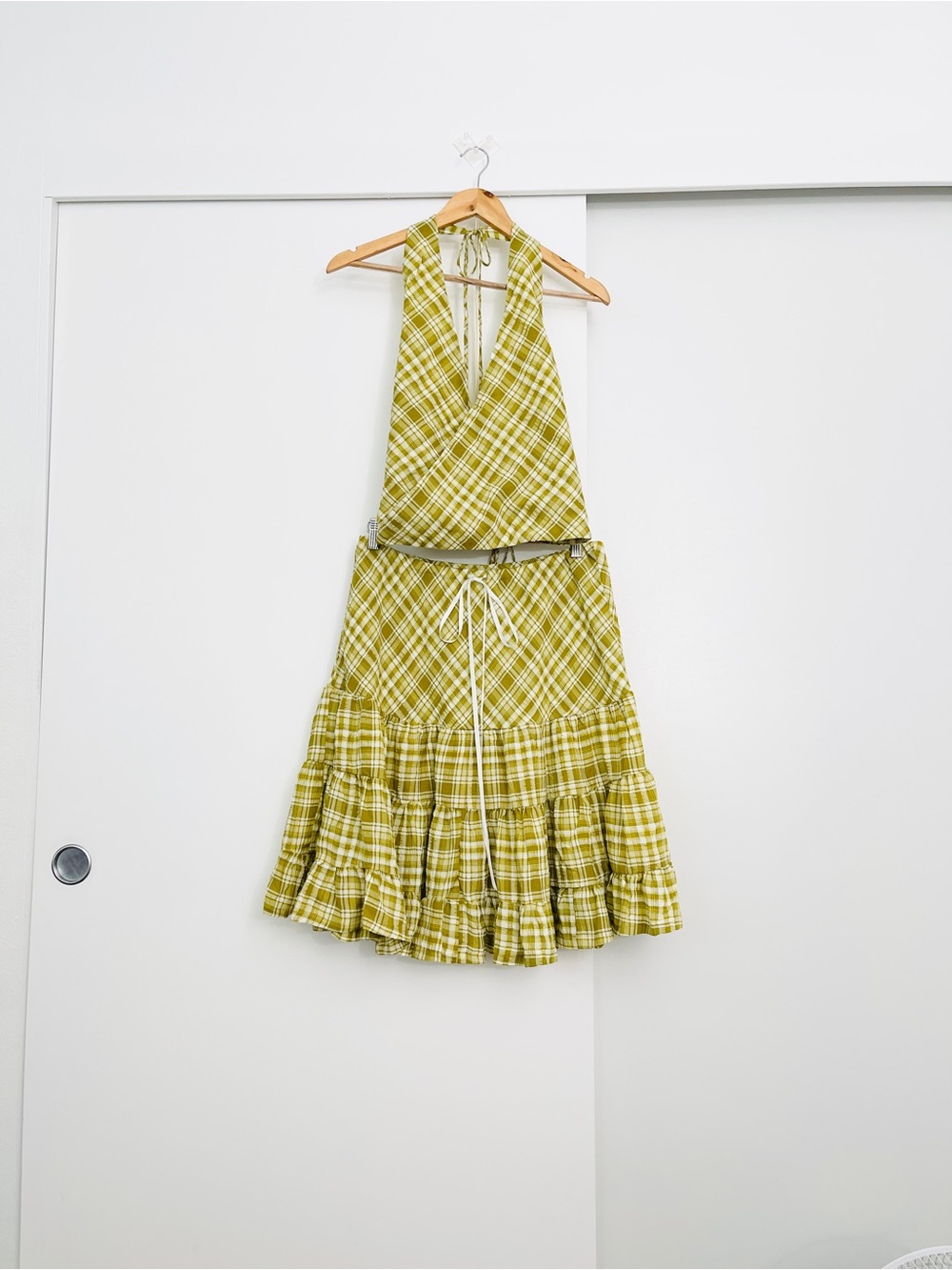 NWOT Free People Traymore Plaid Matching Set Skirt + Halter Top Size Medium